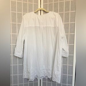 Woman Within White Eyelet Trim Top